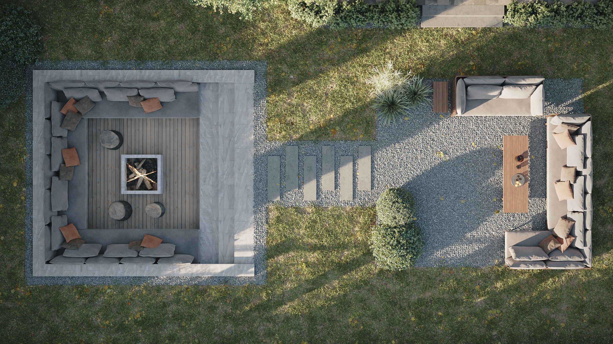 MTL Modern Villa - Minimalist Mimari & Geniş Teras Dış Mekân Render